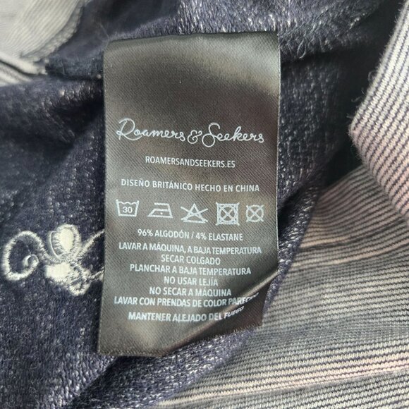 Roamers and Seekers mens size Medium Navy blue ringer short sleeve tee - Picture 5 of 8